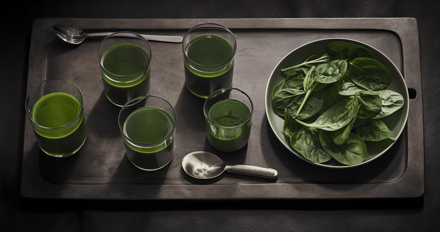Fresh Spinach Leaves, Cucumber, Green Apples, Lemon Juice