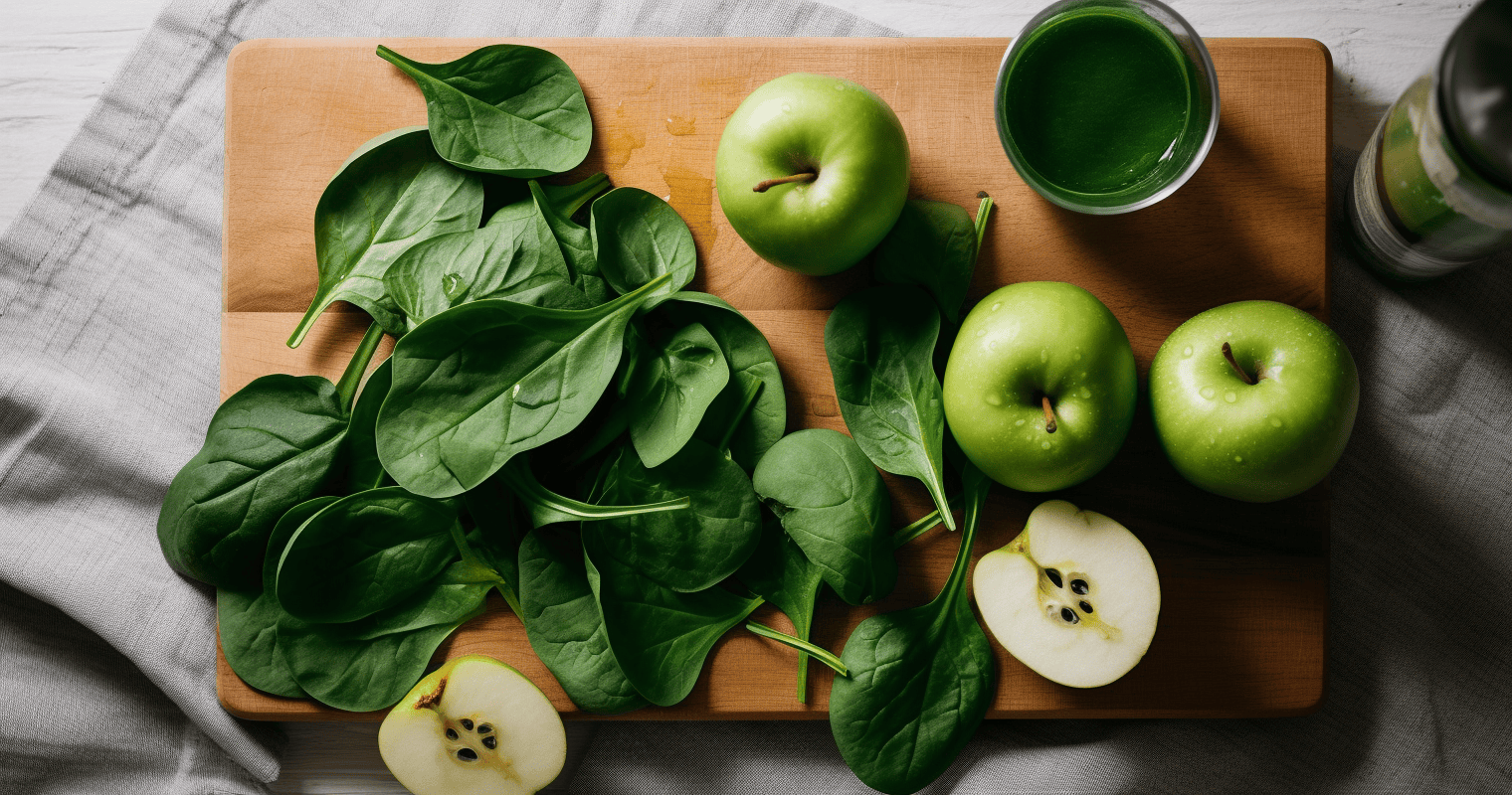 Glass of Spinach Juice with Ice Cubes