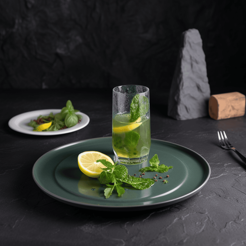 Glass of Spinach Juice with Lemon Slice